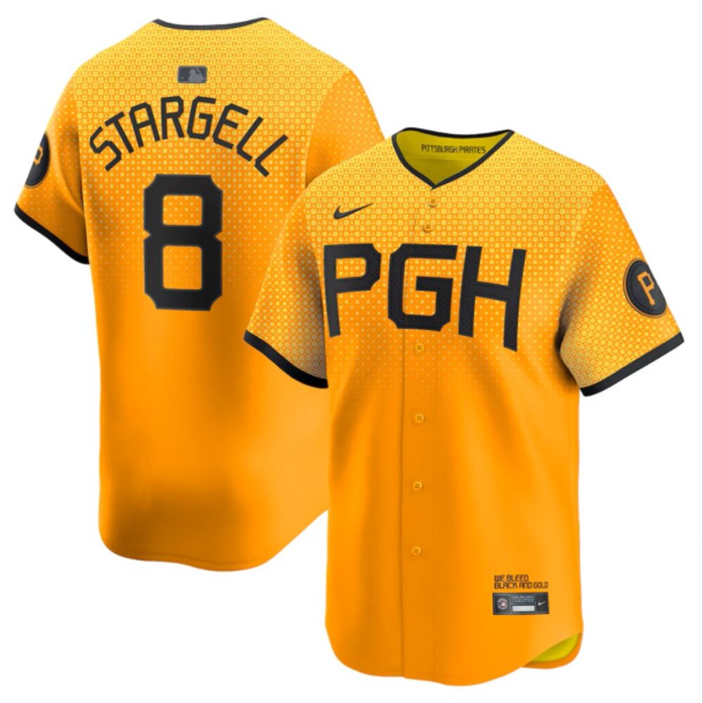 Pittsburgh Pirates Willie Stargell Nike City Connect Limited Gold Jersey, L, NWT